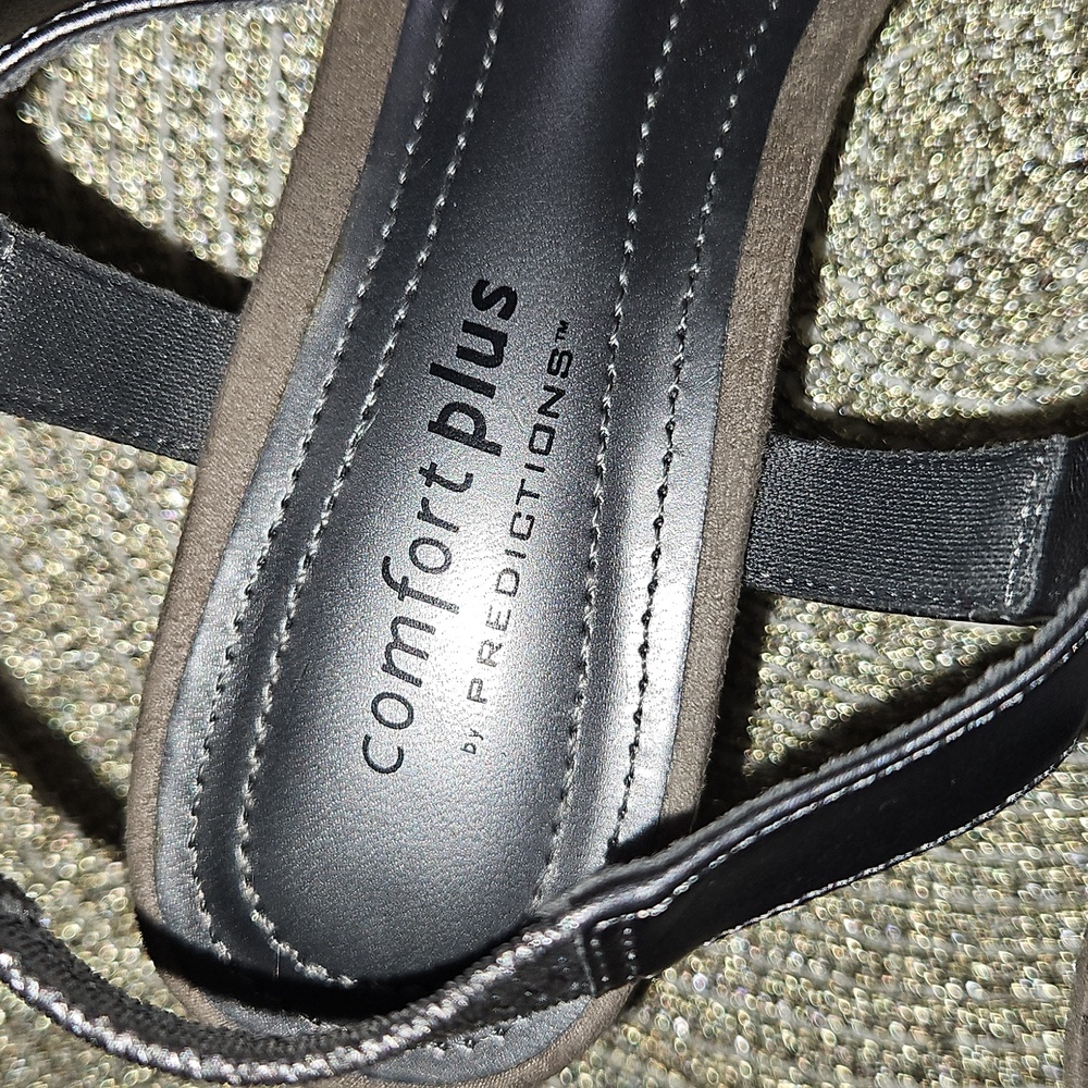 Comfort Plus By Predictions Rhinestone Wedge Swanky Sandal Size 6 - Picture 8 of 8